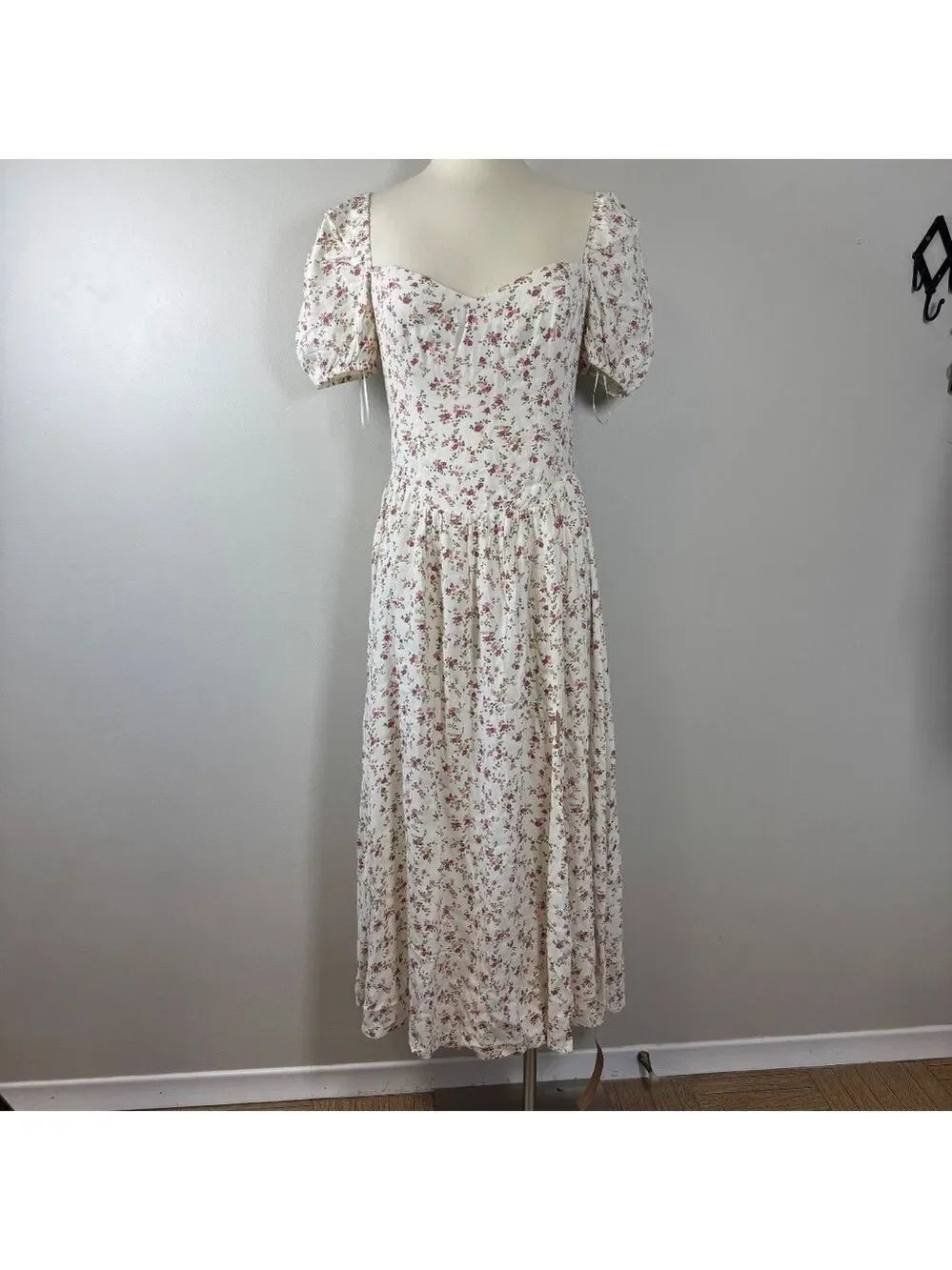 Reformation Ladonna Ivory Floral Midi Dress size 8 - Picture 4 of 14